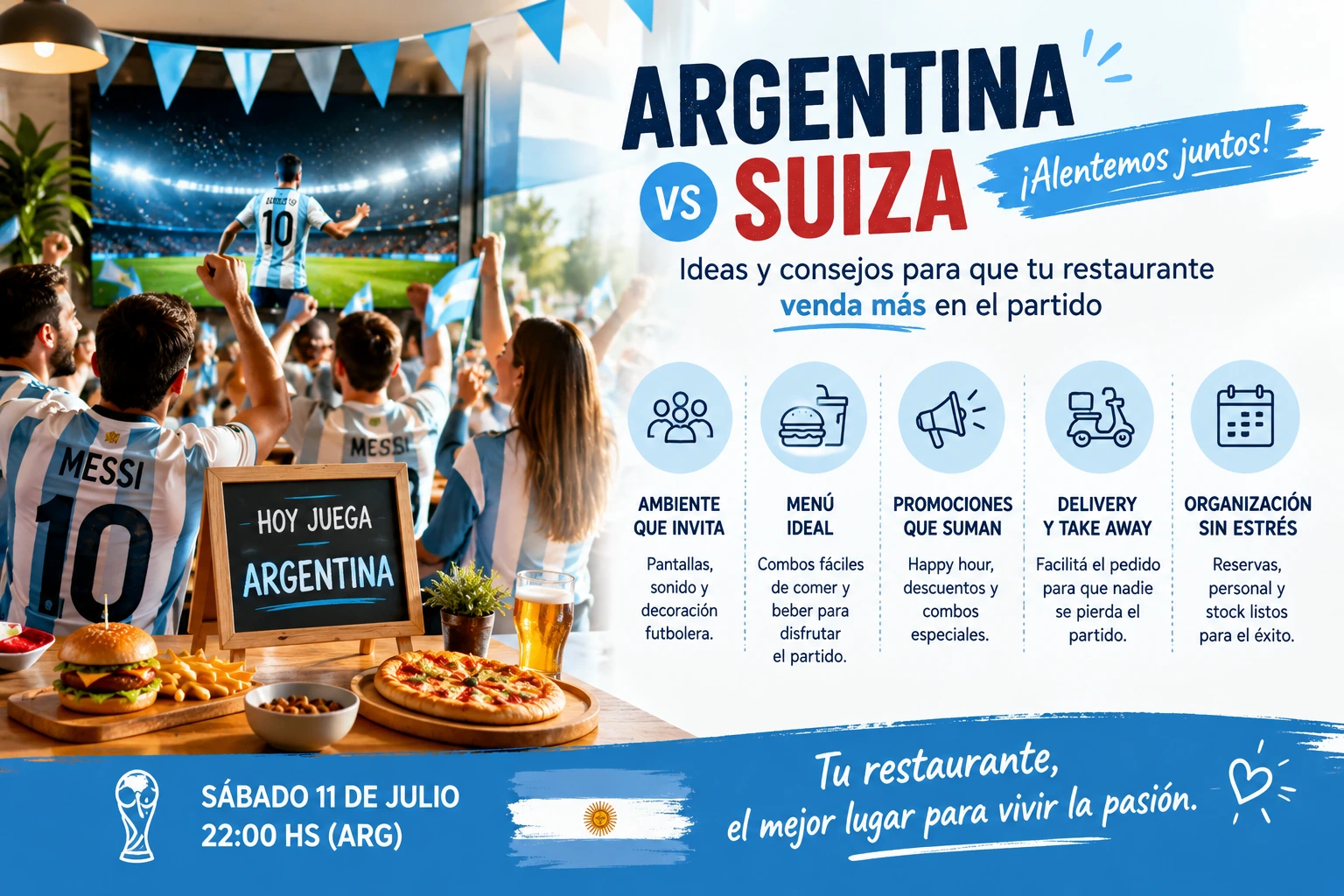 Argentina vs Suiza, cómo preparar tu restaurante para una noche de cuartos de final